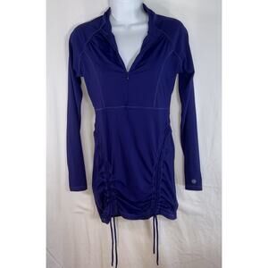 Athleta Tidal Hot Shot 1/2 Zip Purple Swim Dress Athleisure Pool Beach Club Sz S